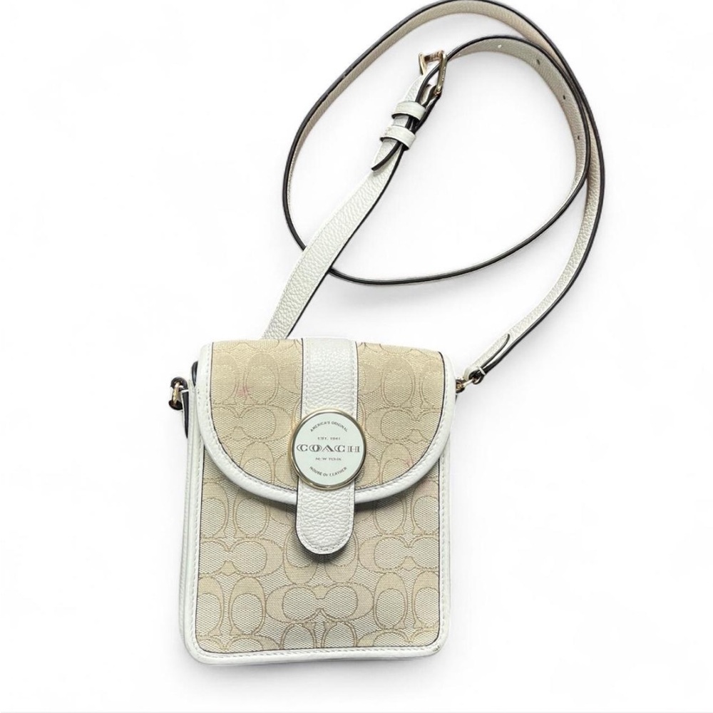 Coach Beige and White Crossbody Bag
